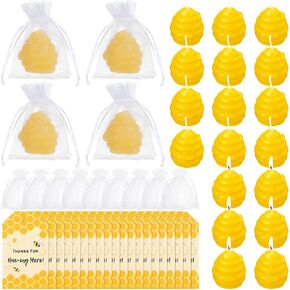 Sosation 20 Sets Beehive Candle Honeycomb Votive Candles with Thank You Tags and Organza Gift Bags for Baby Shower Party Favor Bee Themed Party Decorations Centerpieces for Tables in Saudi Arabia