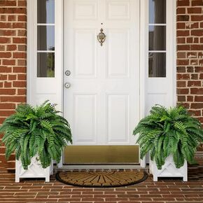 Resistant Lifelike Artificial Boston Fern, Artificial Ferns for Outdoors, Faux Ferns Fake Ferns Artificial Plants, Artificial Boston Fern for Window Home Decor (2Pcs-56Branches)