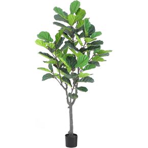 Tall Faux Fiddle Leaf Fig Tree，6ft(72in) Potted Artificial Fiddle Leaf Fig Tree, Fake Fiddle Leaf Tree Indoor Outdoor with Realistic Texture for Home Office Living Room Bedroom Floor Decor.