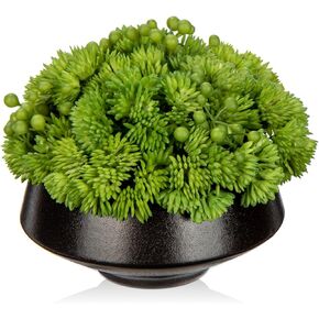 Briful Succulents Plants Artificial in Ceramic Pots Fake Succulent Arrangement with Black Bowl Planter Large Faux Succulent Plants for Home Bathroom Shelf Desk Table Indoor Decor