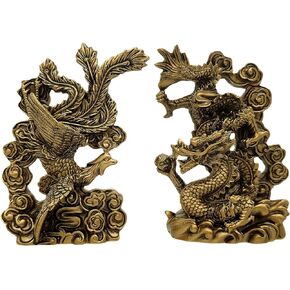 Betterdecor Feng Shui Chinese Dragon and Phoenix Statue Fgurine Decoration for Family Harmony,Love,Marriage Prosperity and Protection