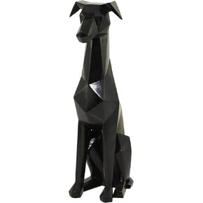 The Novogratz Polystone Dog Decorative Sculpture Cubist Home Decor Statue, Accent Figurine 9" x 11" x 30", Black
