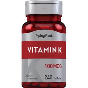Piping Rock Vitamin K Supplement | 100 mcg | 240 Tablets | Non-GMO, Gluten Free