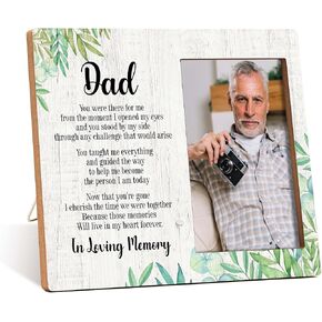 Memorial Photo Frame - Bereavement Gifts For Loss Of Father - Memorial Dad Sympathy Condolence Gifts Picture Frame - - In Loving Memory Greenery Photo Frame Gifts -B15