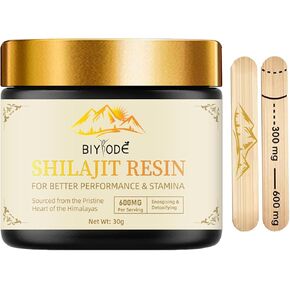600mg Shilajit Pure Himalayan Shilajit Resin - Gold Grade 100% Organic Shilajit with Fulvic Acid & 85+ Trace Minerals Complex for Energy & Immune Support for Men & Women 30 Grams (1 Pcs)