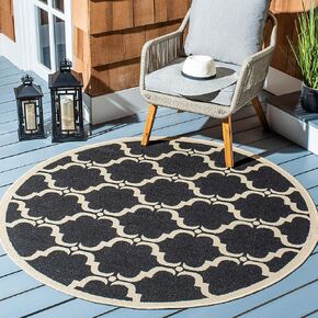 SAFAVIEH Courtyard Collection Runner Rug - 2'3" x 6'7", Black & Beige, Trellis Design, Non-Shedding & Easy Care, Indoor/Outdoor & Washable-Ideal for Patio, Backyard, Mudroom (CY6009-226)