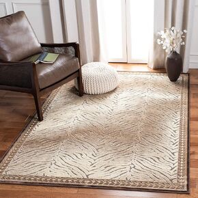 SAFAVIEH Paradise Collection Accent Rug - 4' x 5'7", Brown, Animal Print Viscose Design, Ideal for High Traffic Areas in Entryway, Living Room, Bedroom (PAR80-303)