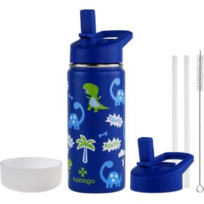 16 oz Stainless Steel Insulated Kids Water Bottle, Leak Proof Metal Thermos Flask with Straw lid, Cute Toddler Tumbler Cup for School Girls & Boys (Beige, Unicorn) in Saudi Arabia
