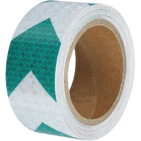 ACROPIX Universal 5cmx10m Green and White Arrow Car Reflective Stickers Reflective Tape Safety Warning Reflective Protector - Pack of 1