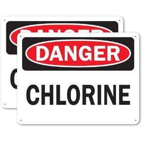 (2 Pack) Chlorine OSHA Danger Sign 14 Inch X 10 Inch Indoor/Outdoor Rust-Free Aluminum Metal Signs for Workplace, Workshop, and Construction Site, Made in the USA