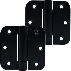 3.5" Self-Closing Stainless Steel Hinges,3-1/2 inch x 3 1/2 Inch Heavy Duty Spring Loaded Automatic Adjustable to Close Door Hinge Hardware with 5/8" Round Corner (Matte Black-2 Pack)