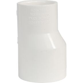 429 Series PVC Pipe Fitting - Eccentric Reducer Coupling - Schedule 40 (White) - 4×3" (SOC x SOC) / High-Flow Capacity/Plumbing, Irrigation, Pool, Spa/NSF Certified (429-422E)