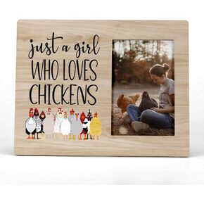 Just A Girl Who Loves Chickens Picture Photo Frame,Funny Cartoon Hen Chicken Picture Frames,Chicken Lover Gifts,Farmer Girls Women Gifts(4x6 Inch Photo)