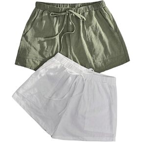 Floerns Women's 2 Pcs Tie Front Elastic Waist Workout Shorts with Pocket