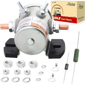 Roykaw #70 Series Solenoid Relay with Resistor & Diode Kit for EZGO 36 Volt Electric Golf Cart, 4 Terminal Continuous Duty, OEM # 27855G01 11761G1 27855G02 31680G1 3016, Upgrade Mount Bracket
