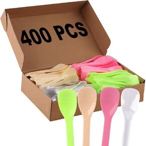 400pcs 4" Taster Spoons Plastic Mini Dessert Spoons,Disposable Ice Cream Dessert Spoons Multi-Color for Food Trucks, Parties and Events
