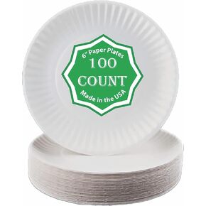 Perfect Stix Paper Plate 6" Paper Plates White, 100 Count (Pack of 1)