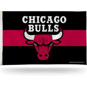 Rico Industries NBA Basketball Chicago Bulls Black with Red Stripe 3' x 5' Banner Flag Single Sided - Indoor or Outdoor - Home Décor