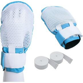 Dementia Restraint Gloves Zipper Opening for Patients or Elderly Fingers Protection Dementia Products for elderly Reusable and Washable One Pair(2pcs)