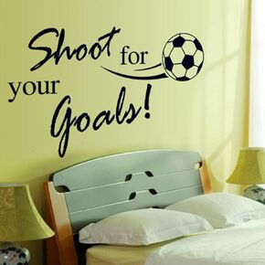 Kids Sports Learning Removable Wall Stickers Decals DIY Boys Room Decor Murals Shoot for Your Goals Soccer Football Quotes Motivational Lettering Vinyl Wall Arts Decals 32 inches x 24 inches