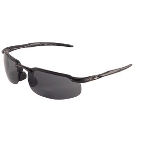 Bullhead Safety Swordfish Bifocal Safety Glasses, 2.5 Diopter, ANSI Z87+, Reader Glasses with UV Light Protection and Anti-Scratch Coating, Smoke Lenses, Matte Black Frame