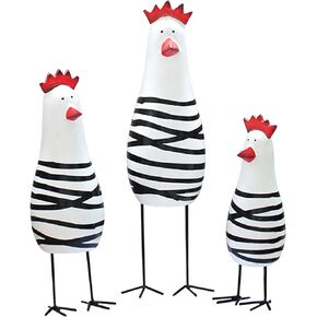 Notakia Wooden Rooster Kitchen Decor Figurine Ornament Home Decoration Accessories Animal Statue for Living Room Wood Cute Chicken Chook Carving Figurines for Home Decor （Set of 3）