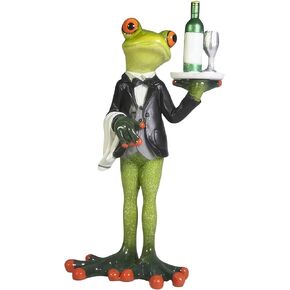ICE ARMOR 7" H Frog Bartender Serving Wine Figurine Statue Decoration Office Desk/Home/Living Room/Table Decor, Perfect House Warming Gifts for New Home
