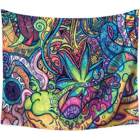 Ruibo Flower Psychedelic Tapestry, Abstract Figure Hippie Arabesque Retro Pattern Tapestry/Wall Hanging Decor For Bedroom Living Room Dorm