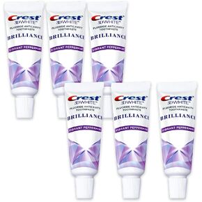 Crest 3D White Brilliance Toothpaste, Vibrant Peppermint, Travel Size 0.85 oz (24g) - Pack of 6 in Kuwait