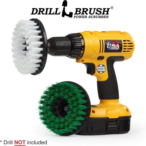 فرشاة الحفر - مجموعة تنظيف الفرشاة الدوارة مقاس 5 بوصات - الكالسيوم والرواسب المعدنية وزبدة الصابون والصدأ - مزيل بقع الماء العسر - منظف الجص - ستارة الدش - سجادة الحمام - إكسسوارات الحمام - باب الدش in Kuwait