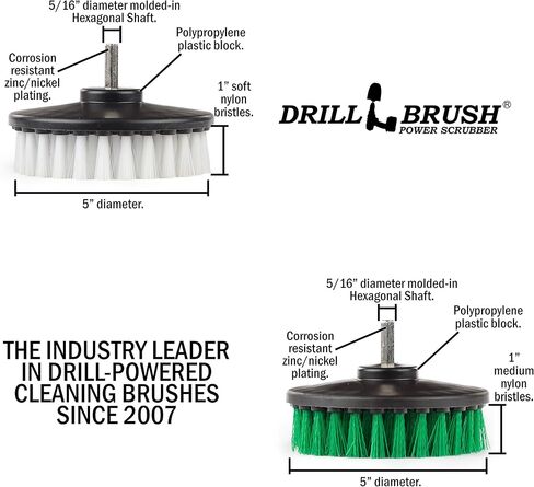 فرشاة الحفر - مجموعة تنظيف الفرشاة الدوارة مقاس 5 بوصات - الكالسيوم والرواسب المعدنية وزبدة الصابون والصدأ - مزيل بقع الماء العسر - منظف الجص - ستارة الدش - سجادة الحمام - إكسسوارات الحمام - باب الدش in Kuwait