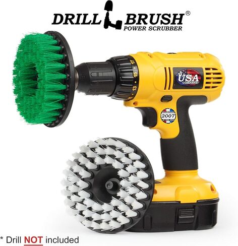 فرشاة الحفر - مجموعة تنظيف الفرشاة الدوارة مقاس 5 بوصات - الكالسيوم والرواسب المعدنية وزبدة الصابون والصدأ - مزيل بقع الماء العسر - منظف الجص - ستارة الدش - سجادة الحمام - إكسسوارات الحمام - باب الدش in Kuwait