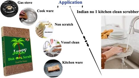 JAGGY Coconut Scub pad 8 Pack Natural Scouring Pads Biodegradable Coir Coconut Kitchen Scrubber Non-Scratch Kitchen Scrubbers - 100% Natural Coconut FibersNatural Eco Friendly Kitchen Cleaning,Dishes in Saudi Arabia
