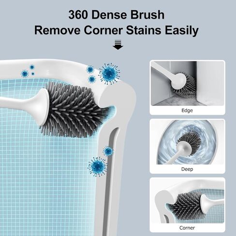 Toilet Brush Holder,Bathroom Deep Cleaning Toilet Cleaner Silicone Scrubber Suitable for Dead Corner Clean&Hidden Rv Toilet Srubber with Ventilation Brush Holder. in Saudi Arabia