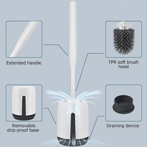 Toilet Brush Holder,Bathroom Deep Cleaning Toilet Cleaner Silicone Scrubber Suitable for Dead Corner Clean&Hidden Rv Toilet Srubber with Ventilation Brush Holder. in Saudi Arabia