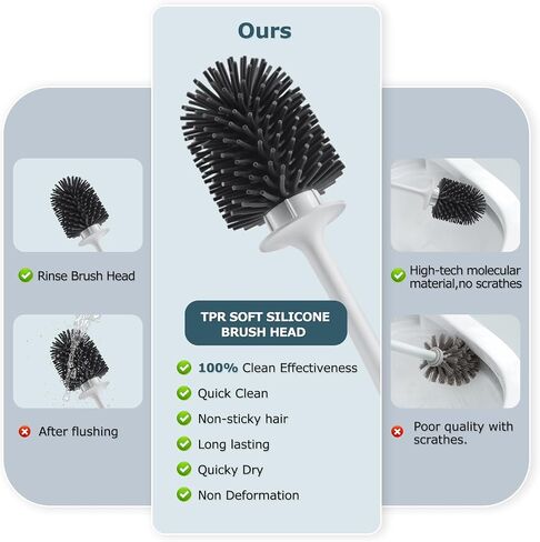 Toilet Brush Holder,Bathroom Deep Cleaning Toilet Cleaner Silicone Scrubber Suitable for Dead Corner Clean&Hidden Rv Toilet Srubber with Ventilation Brush Holder. in Saudi Arabia