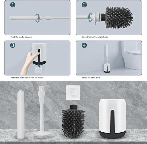 Toilet Brush Holder,Bathroom Deep Cleaning Toilet Cleaner Silicone Scrubber Suitable for Dead Corner Clean&Hidden Rv Toilet Srubber with Ventilation Brush Holder. in Saudi Arabia