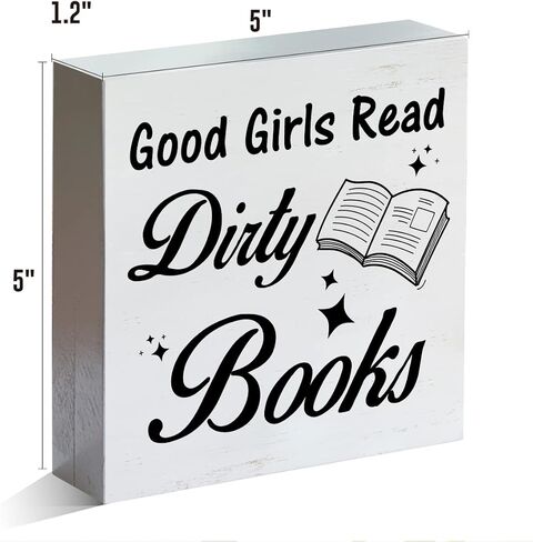 Farmhouse I Like Big Books Wooden Box Sign Bookshelf Wood Block Tabletop Sign Decorative Desk Sign Home Decor 5 X 5 Inches, Book Addict Librarian Gift in Saudi Arabia