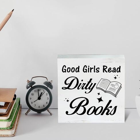 Farmhouse I Like Big Books Wooden Box Sign Bookshelf Wood Block Tabletop Sign Decorative Desk Sign Home Decor 5 X 5 Inches, Book Addict Librarian Gift in Saudi Arabia