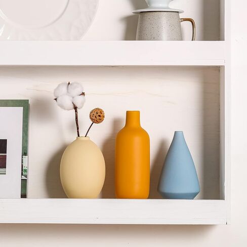 Small Ceramic Matte Vases for Home Decor, Modern and Minimalist Decorative Vase Set of 3, Flower Vasesfor Bookshelf, Mantel, Entryway, Coffee Table Decor,Boho Decor (Morandi-2) in Saudi Arabia