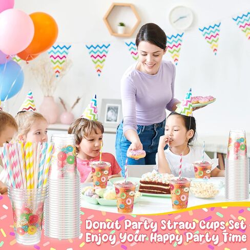 meekoo Dog Paw Plastic Cups, 12 oz, 50 Sets, Clear, Disposable, with Lids and Straws, for Parties and Celebrations in Kuwait