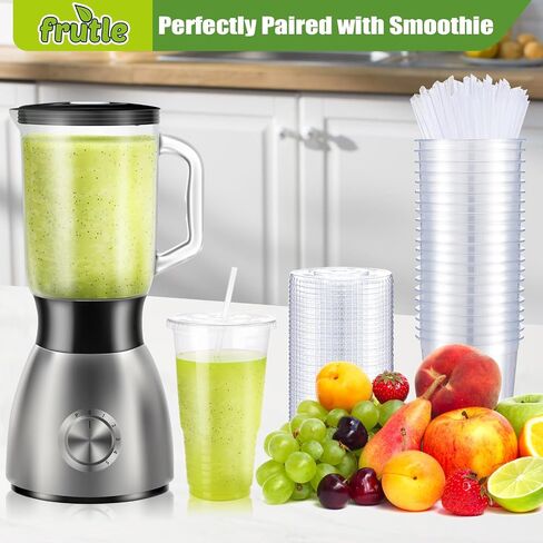 32oz Plastic Cups with Lids and Straws, Disposable Cups for Iced Coffee,Cold Drinks, Milkshake, Bubble Tea，Smoothie and TO-GO Drinkings[50Sets Pack] in Saudi Arabia