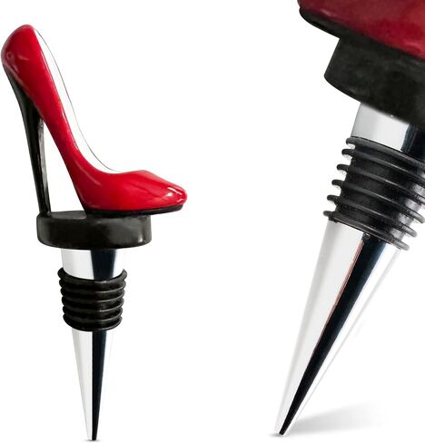 High Heel Wine Stopper Custom - Cute Red Shoe Elegant High Heels Cork for Women, Bachelorette Party Decor - Decorative Stainless Steel Beverage Topper - Reusable Champagne Bottle Plugs in Saudi Arabia