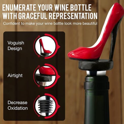 High Heel Wine Stopper Custom - Cute Red Shoe Elegant High Heels Cork for Women, Bachelorette Party Decor - Decorative Stainless Steel Beverage Topper - Reusable Champagne Bottle Plugs in Saudi Arabia