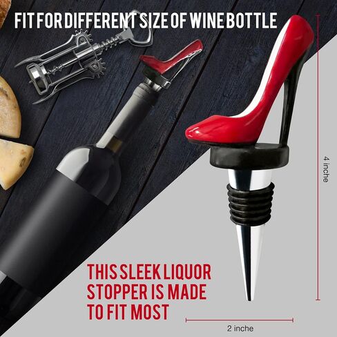 High Heel Wine Stopper Custom - Cute Red Shoe Elegant High Heels Cork for Women, Bachelorette Party Decor - Decorative Stainless Steel Beverage Topper - Reusable Champagne Bottle Plugs in Saudi Arabia
