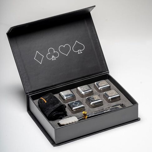 LUCIUS Whiskey Stones Set, 6 Pack Stainless Steel Whiskey Chilling Rocks, Metal Whiskey Stones, for Whiskey, Reusable Ice Cube for Drinking, Whiskey Gifts for Men in Saudi Arabia