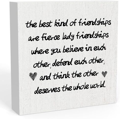 ملهمة أفضل نوع من الصداقات هي صداقات سيدة شرسة صندوق خشبي علامة مكتب ديكور مكتب 5 × 5 بوصة صندوق خشبي تحفيزي علامة ديكور مزرعة ريفي in Kuwait