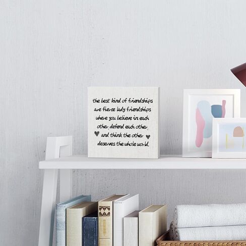 ملهمة أفضل نوع من الصداقات هي صداقات سيدة شرسة صندوق خشبي علامة مكتب ديكور مكتب 5 × 5 بوصة صندوق خشبي تحفيزي علامة ديكور مزرعة ريفي in Kuwait