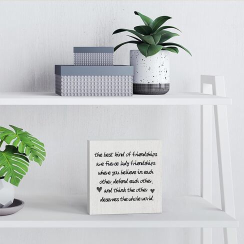 ملهمة أفضل نوع من الصداقات هي صداقات سيدة شرسة صندوق خشبي علامة مكتب ديكور مكتب 5 × 5 بوصة صندوق خشبي تحفيزي علامة ديكور مزرعة ريفي in Kuwait