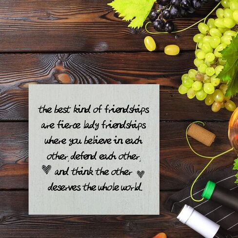 ملهمة أفضل نوع من الصداقات هي صداقات سيدة شرسة صندوق خشبي علامة مكتب ديكور مكتب 5 × 5 بوصة صندوق خشبي تحفيزي علامة ديكور مزرعة ريفي in Kuwait